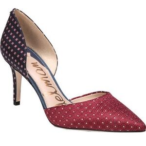 Sam Edelman Burgundy and Navy Patterned Heels